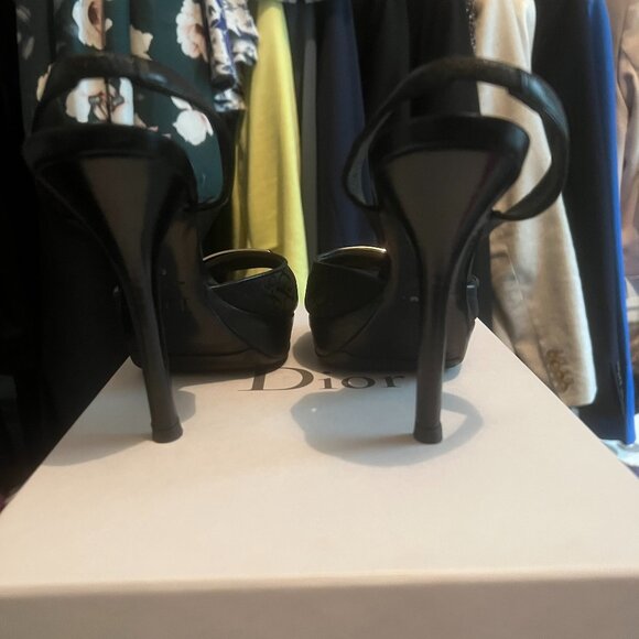 DIOR Vintage Monogram Peep Toe Heel Black - Picture 3 of 6
